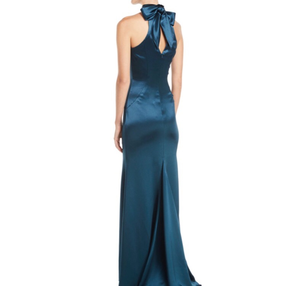 Jovani Cut-In Taffeta A-Line Halter Gown Teal